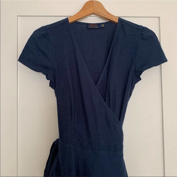 New Ralph Lauren Maxi Linen Navy Long Dress - Picture 8 of 16